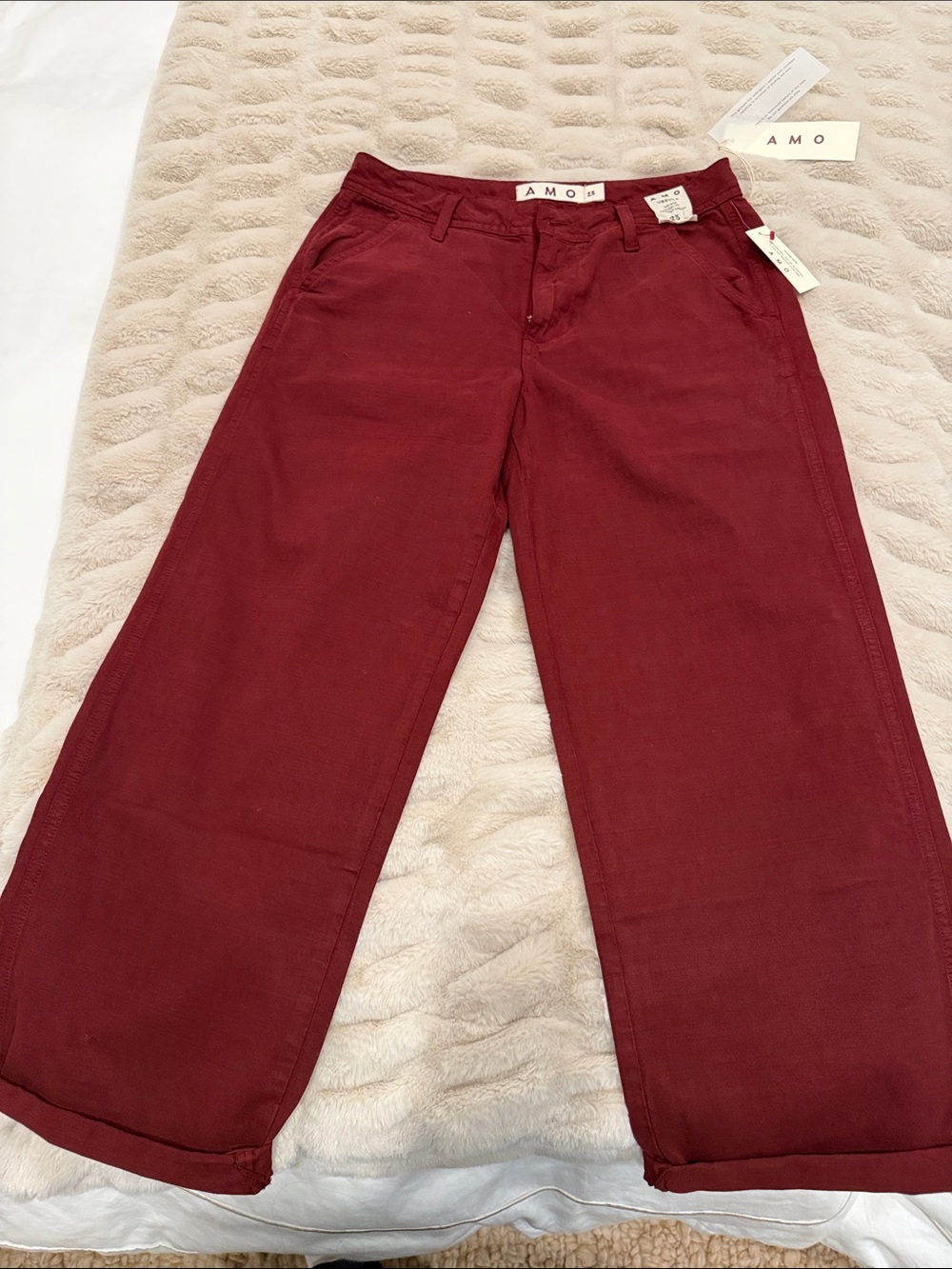 AMO Wide Leg High-Rise Jeans - Deep Wine